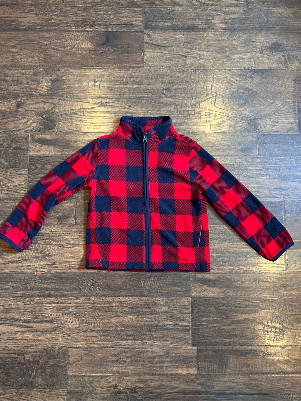 OshKosh B'gosh Red and Navy Buffalo Plaid Zip Jacket